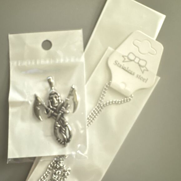 Skull Sword Axe Knife Pendant Stainless Steel Cuban Link 24 Inch Men’s Viking - Picture 6 of 6